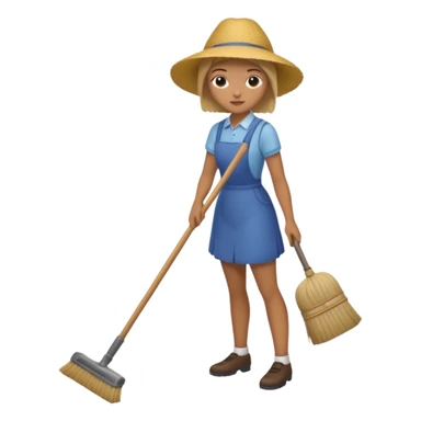 Person sweeping the floor with a broom sticker