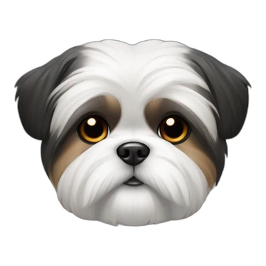 Shi-tzu dog black and white fur wearing red clothing  sticker
