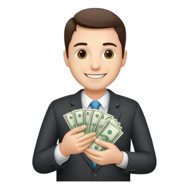 CEO with money in his hands donating to a hospital sticker