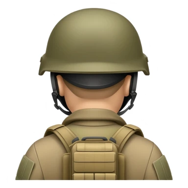 rear view of army soldier wearing combat helmet sticker