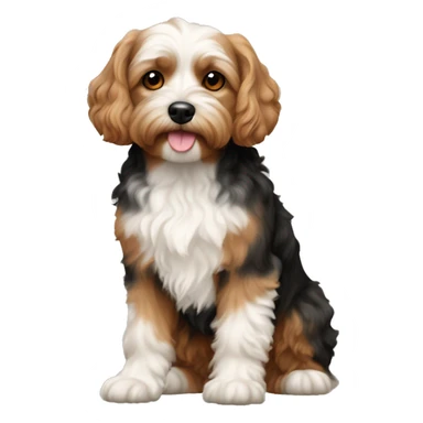 Cavapoo dog black tan and white sticker