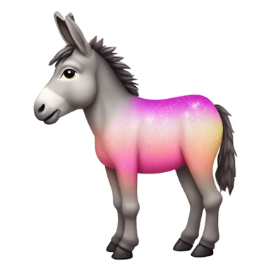 Pink ombre rainbow full body donkey with glitter and pink face  sticker