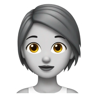 chica con piel clara y pelo negro con un gatito blanco y gris  sticker