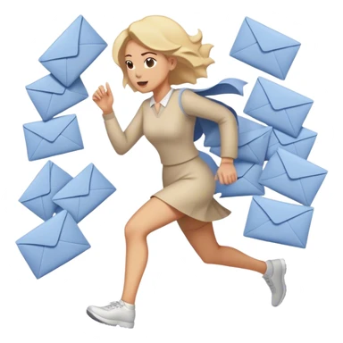 Woman running away from envelopes  sticker