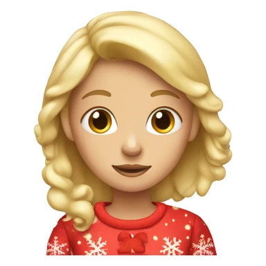 blonde girl with pajamas and Christmas hat going to sleep sticker