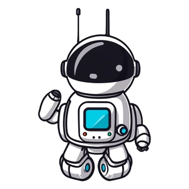 Tall surveillance robot with rotating sensor dome and floating limbs sticker