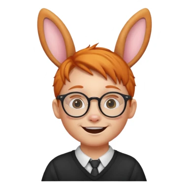 bunny ear wearing ginger small kid spectacled sticker
