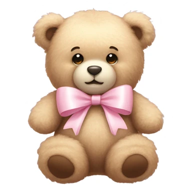 Fluffy teddy bear with light pink bow  sticker