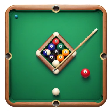A close-up of a pool cue aimed at a set of colorful billiard balls resting on a green felt table. The focus is on the cue stick and the arrangement of balls, with subtle details of the game’s texture and atmosphere, emphasizing the precision and skill of billiards. sticker
