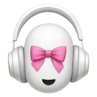 White headphones with pink bow on top sticker