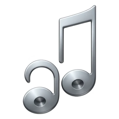 music note with a chromic metal texture, no gold  sticker