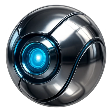chrome style futuristic AI orb sticker