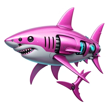 glitter mech shark pink cyberpunk sticker