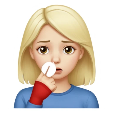 white blonde girl holding her nose with her index finger and thumb because something stinks  sticker
