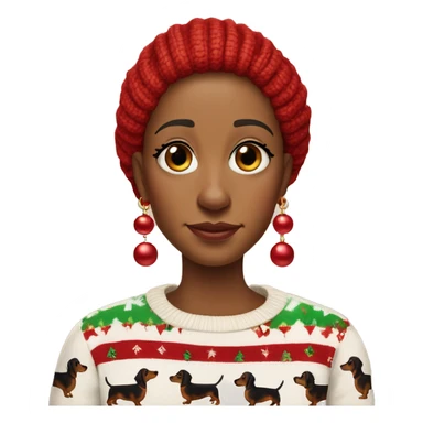 Skin tone: My skin is quite pale with a very tiny hint of peace. Outfit: An ugly Christmas sweater with brown dachshunds on it. Accessories: Just lady bug earrings. Expression: Unbothered sass. My age: 80  sticker