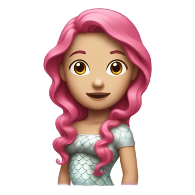 white mermaid with pink tail and brown long hair sticker
