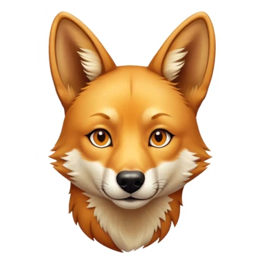 Cinematic Noble Dingo Portrait Emoji, Poised and regal, with a lean, agile build and a short, sandy-tawny fur that speaks of the wild outback, deep-set soulful amber eyes and alert ears, Simplified yet sharp and sophisticated features, highly detailed, glowing with a soft, dignified glow, high shine, intelligent and resourceful, stylized with an air of untamed elegance, focused and attentive, soft glowing outline, capturing the essence of a watchful and confident wild canine, so majestic it feels as though it could trot out of the screen with effortless authority! sticker