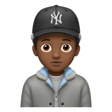 Cappellino New Era New York nero e persona con giubbotto di pecora grigio e anche la lana grigia sticker