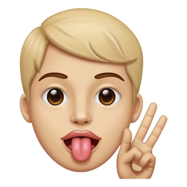 Tongue out with peace sign over the mouth sticker