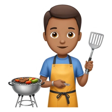 man grilling bbq with grill and apron sticker