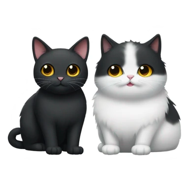 Two cats together one black cat and one fluffy white cat  sticker