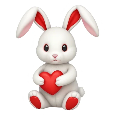 jellycat white bunny holding a red heart jellycat stuffed animal plush sticker