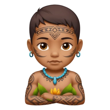 tatooed baby on neck and face, tribal ancient, half body sticker
