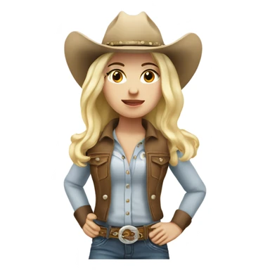 cowgirl that has white skin and blonde hair with appaloosa horse sticker