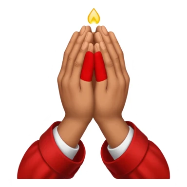 Brown praying hands with red sleeves hands only sticker