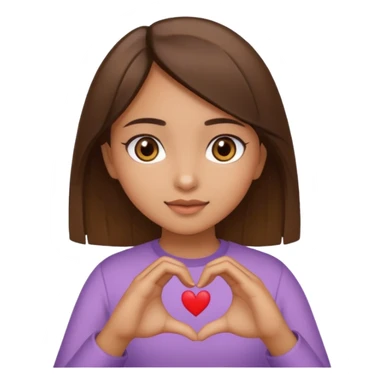 Girl with hazel eyes olive skin tone and brown straight hair making a heart with her hands  sticker