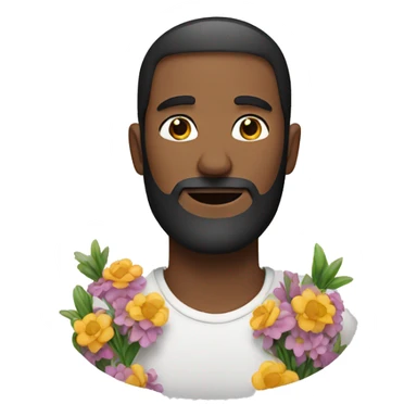 male portrait with beard holding flowers sticker