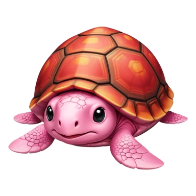 light pink turtle with a much bigger head in chibi style, red shell, cute, adorable, looks like a stuffed animal with no details in skin sticker