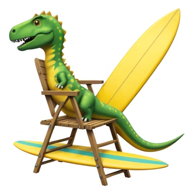 A chair falling off a roof with a surfing dinosaur  sticker
