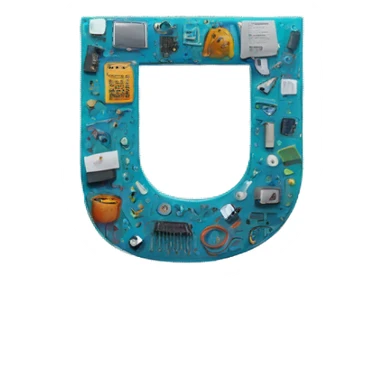 Letter U made of electronic parts sticker