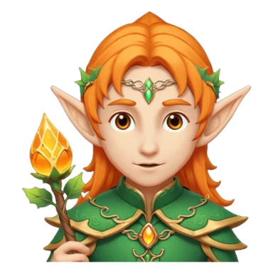 Orange Haired Elf, old Mage elf with glowing orange staff sticker
