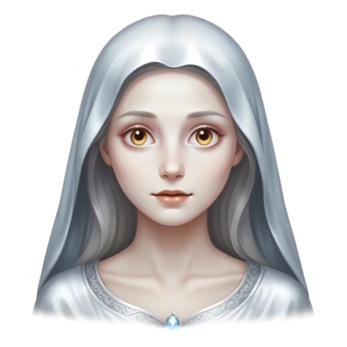 Cinematic, Ultra realistic 32k HD, hauntingly beautiful woman, Balanced features, highly detailed, glowing with silver light, high shine, remembrance, a painting of white silver, fanciful, enchanting, ghostly. The image is so lifelike it feels as though it could leap off the canvas at any moment sticker