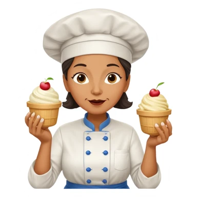 Old femaleChef trying multiple scoops of gelato sticker