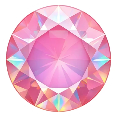 round cut pink opal with precise gemstone facets and holographic color play and fire sticker