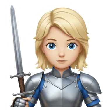 金发蓝眼穿着铠甲击剑的女孩emoji sticker