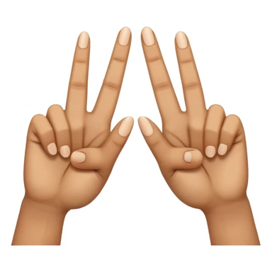 two hands using middle fingers straight and parallel to each other, index fingers pressing together at the apex to form a triangle, light brown skin tone sticker