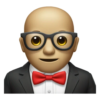 Generate a Skull wearing clear Glasses and a red Bowtie on chest. Half the skull should be black while other half should be white sticker