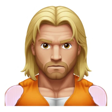 Triple H with hazel eyes, long blonde hair, shirtless sticker