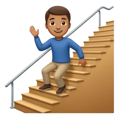 apple style emoji of a man going up stairs sticker