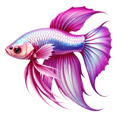 pink and white betta fish with beautiful tail sticker