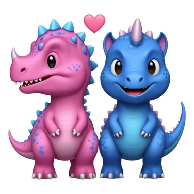 2 Dino one Triceratops cute pink kawei in love with one Blue t-Rex  sticker