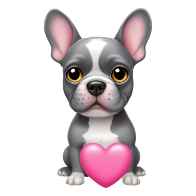 A grey frenchie with pink heart eyes sticker