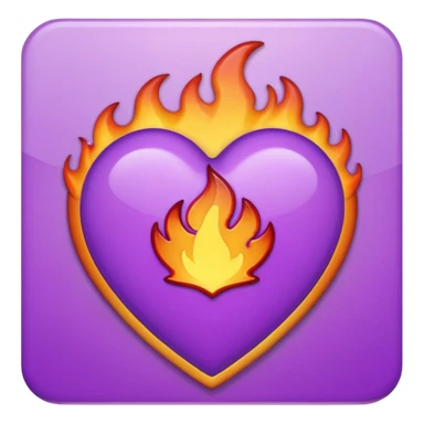 Coração roxo com chamas emoji iPhone sticker