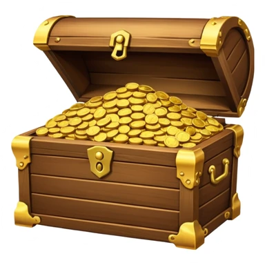["Wooden chest overflowing with gold coins."] sticker