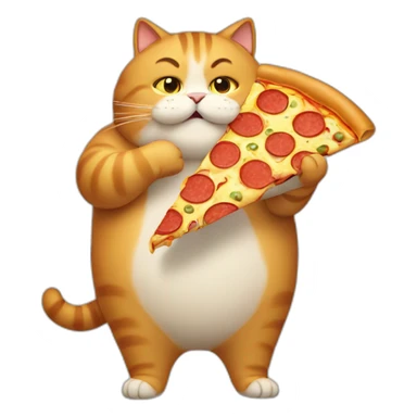 a fat cat eating pizza sticker