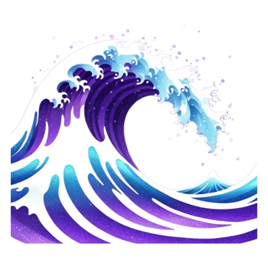 glitter purple cian wave ocean sticker